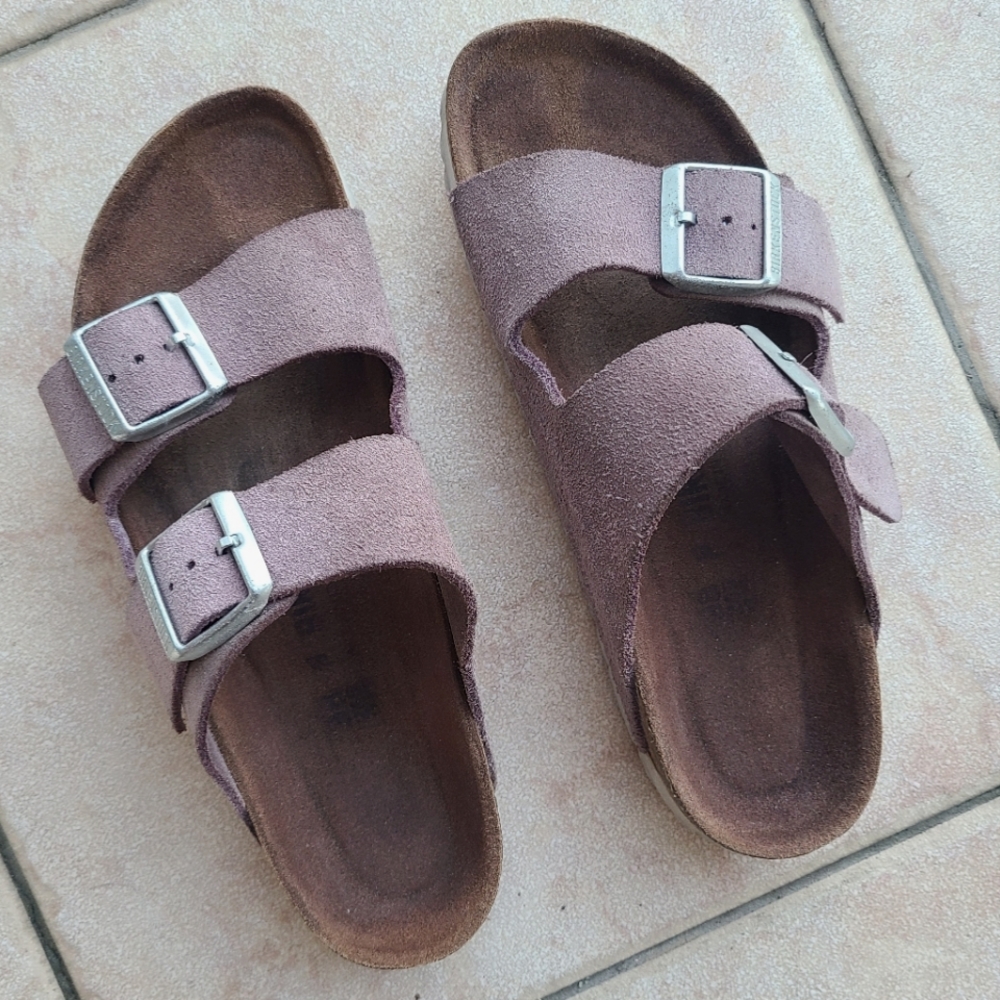 Birkenstock rose suede sandal womens size 38 two strap narrow